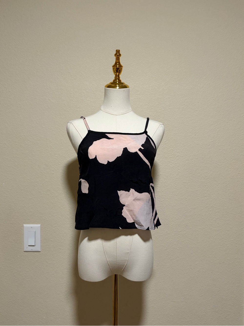Nasty Gal Black Camisole with White Floral Motif